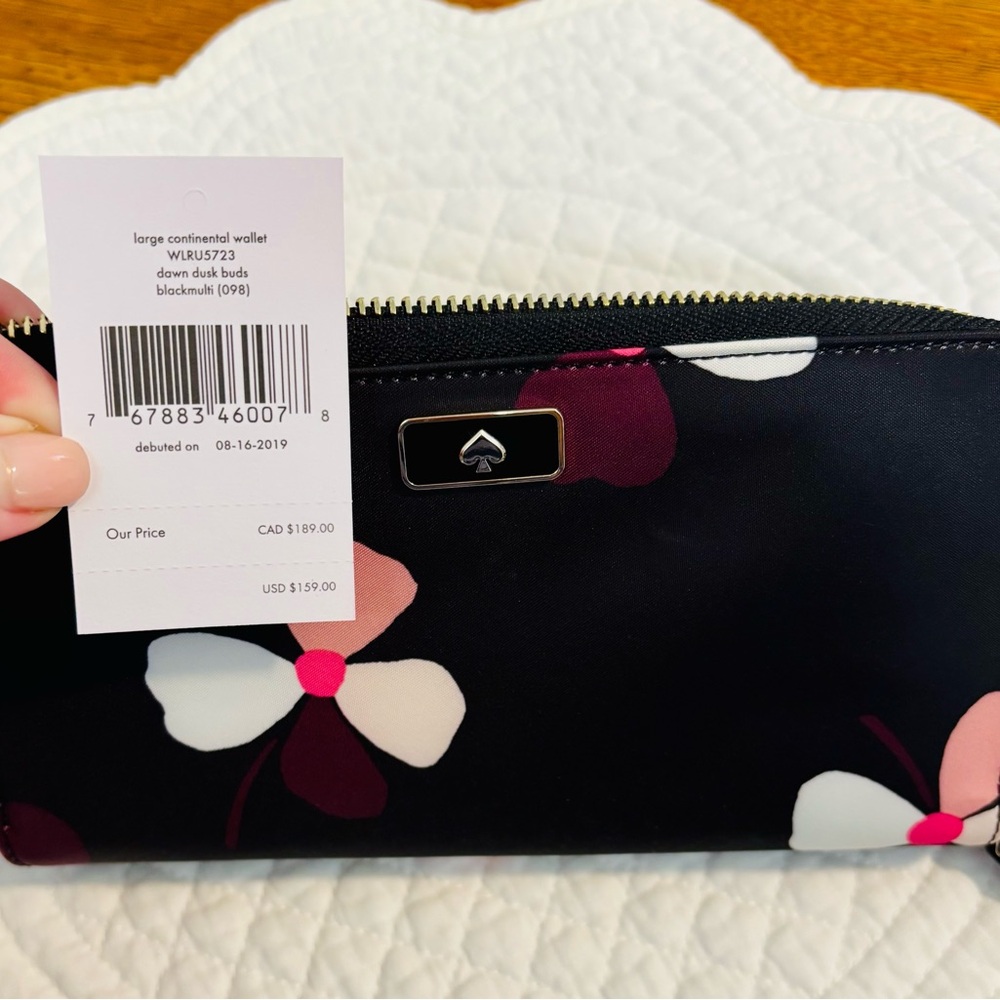 NWT Kate Spade Black and Pink Floral Wallet - Picture 4 of 4